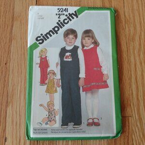 Vintage 80s Children's Sewing Pattern Romper, Dress, Overalls Size 3 UNCUT